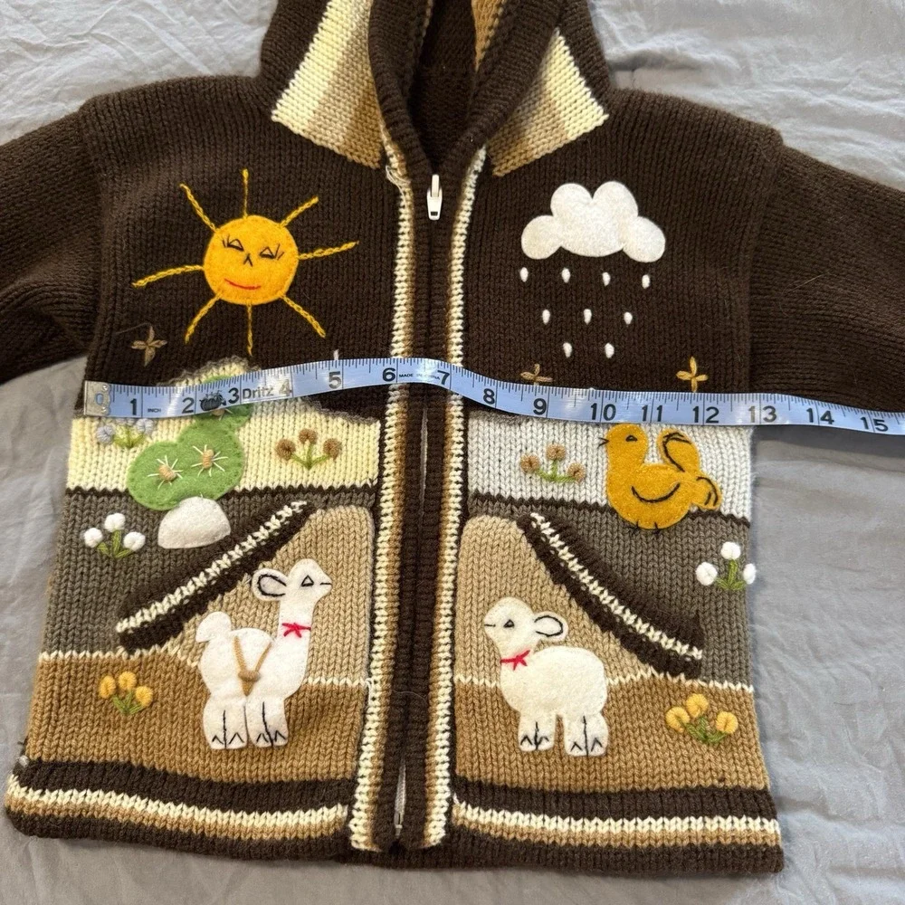 Peruvian handmade‎ kids alpaca zip up jacket no size
